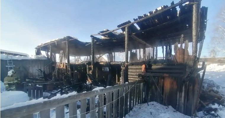 В Малопургинском районе во время замены газового баллона на кормокухне разгорелся пожар 