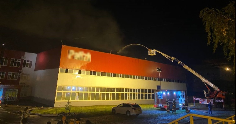 На лакокрасочном заводе в Ижевске пожарные пытаются предотвратить распространение огня 