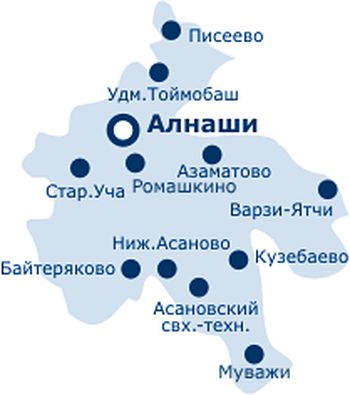 Карта алнашского района удмуртской республики с деревнями