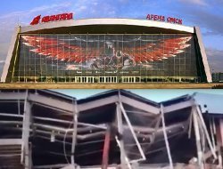Видео обрушения стадиона «Арена Омск» появилось в сети