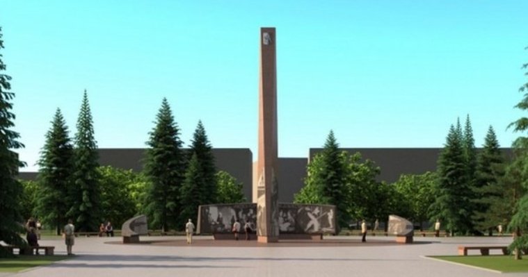 В сквере Победы в Ижевске начали подготавливать площадку для стелы «Город трудовой доблести» 