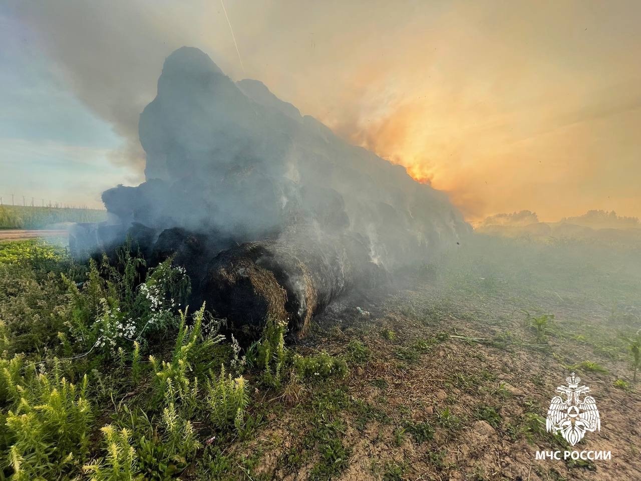 В Завьяловском районе сгорело 300 тюков сена