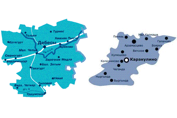 Карта дебесского района удмуртии с деревнями и реками