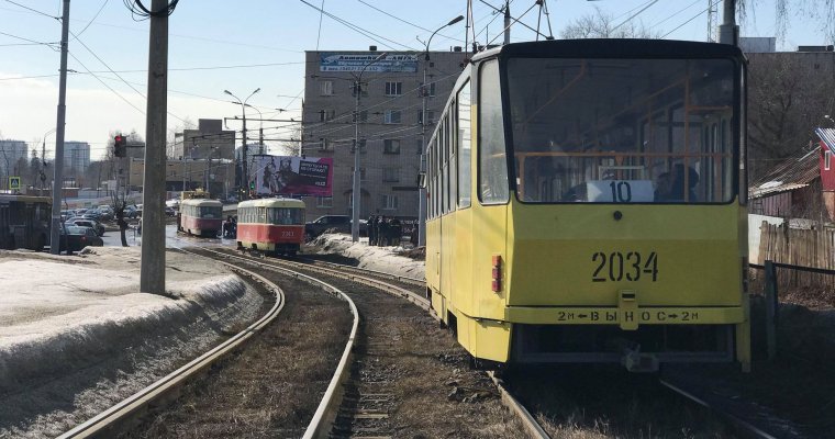 В Ижевске остановилось движение трамваев №10, 11 и 12 от улицы Халтурина до Ворошилова