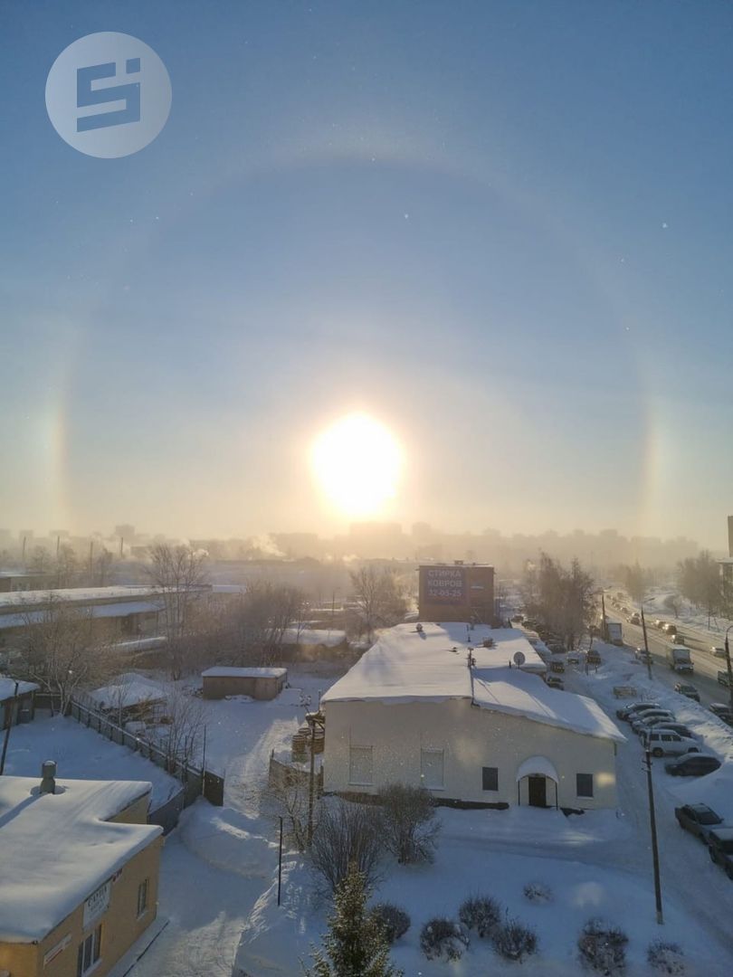 В Ижевске заметили частое для зимы атмосферное оптическое явление гало