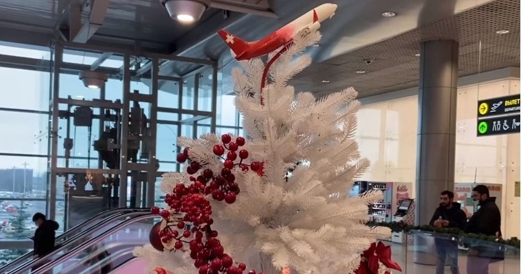 Новогоднюю елку в цветах флага Удмуртии установили в аэропорту Домодедово