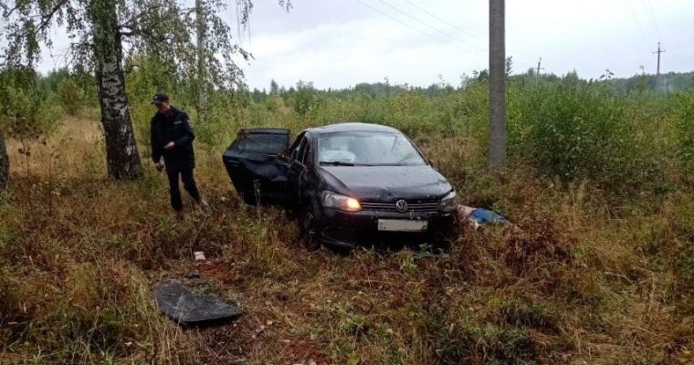 В Глазовском районе водитель иномарки не справился с управлением и погиб в опрокинувшейся машине 