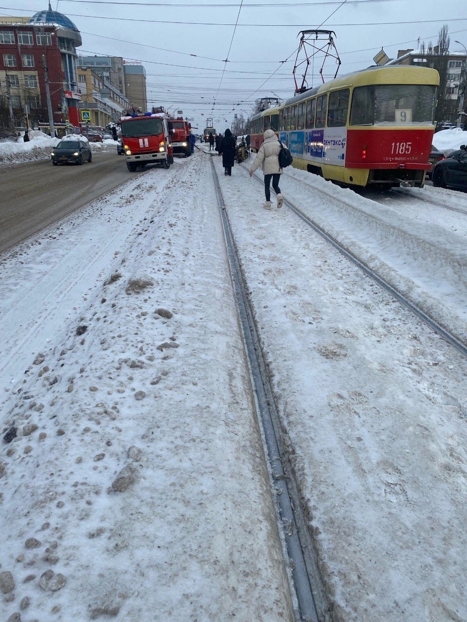Трамвай загорелся на улице Кирова в Ижевске