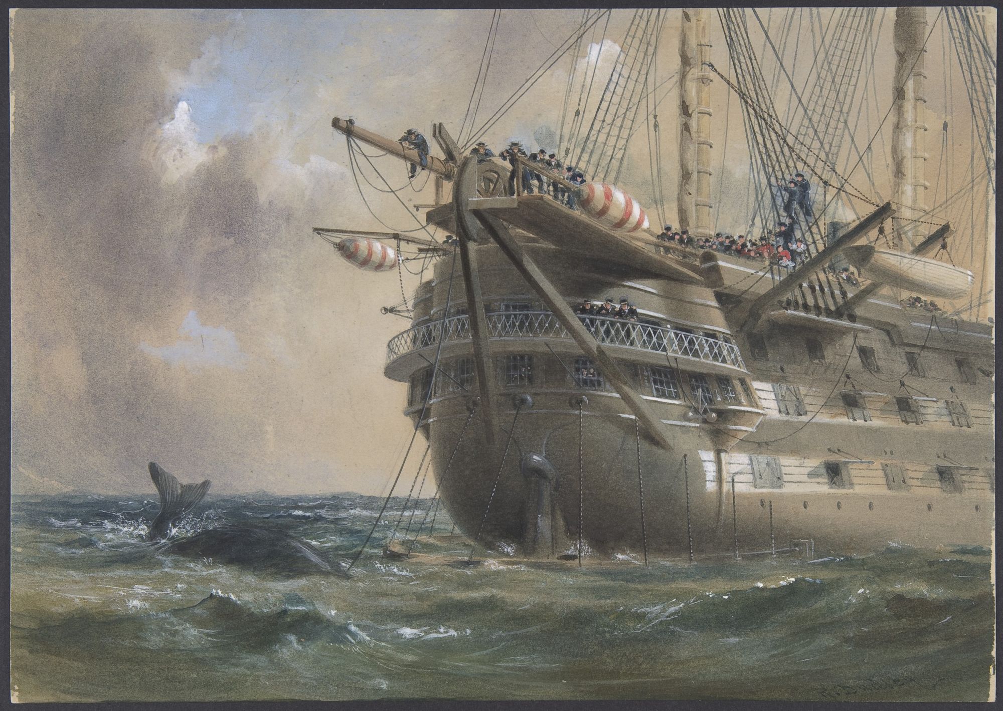 H.M.S._Agamemnon_Laying_the_Atlantic_Telegraph_Cable_in_1858-_a_Whale_Crosses_the_Line_MET_DP801262.jpg